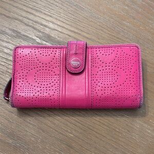 Coach Fuchsia Perforated Wallet